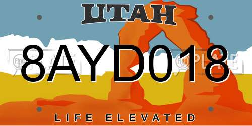 8AYD018 Utah License Plate