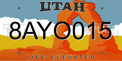 8AYO015 Utah License Plate