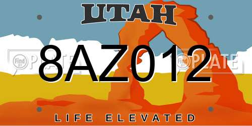 8AZ012 Utah License Plate