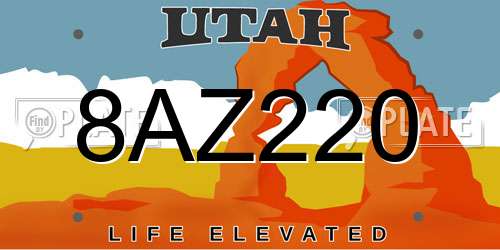 8AZ220 Utah License Plate