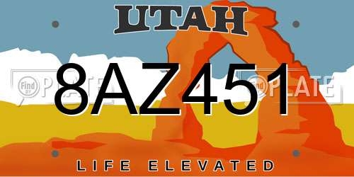 8AZ451 Utah License Plate