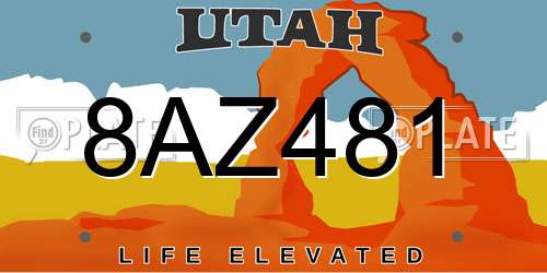 8AZ481 Utah License Plate