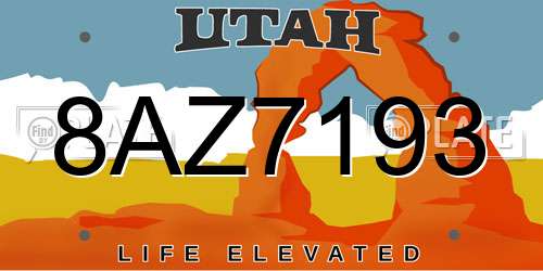 8AZ7193 Utah License Plate