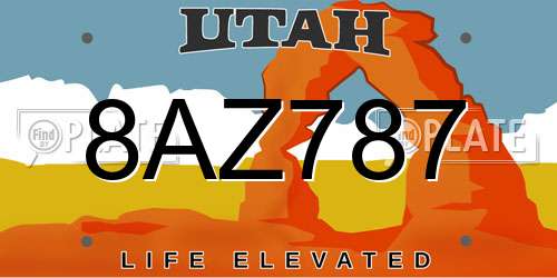 8AZ787 Utah License Plate