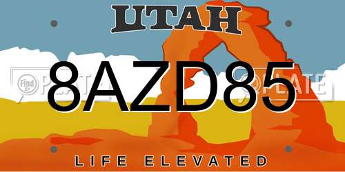 8AZD85 Utah License Plate