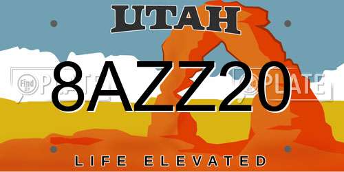 8AZZ20 Utah License Plate