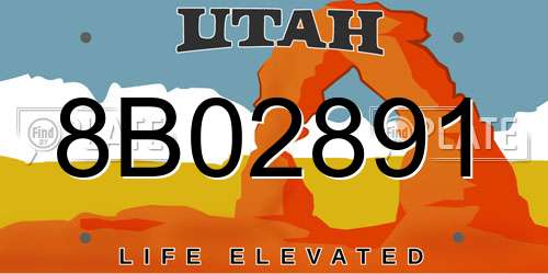 8B02891 Utah License Plate