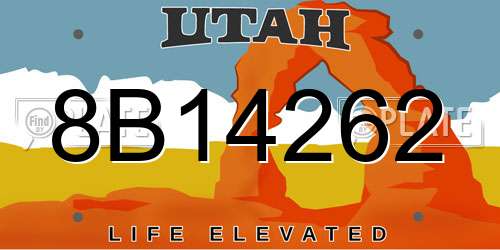 8B14262 Utah License Plate