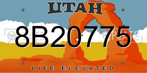 8B20775 Utah License Plate