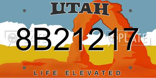 8B21217 Utah License Plate