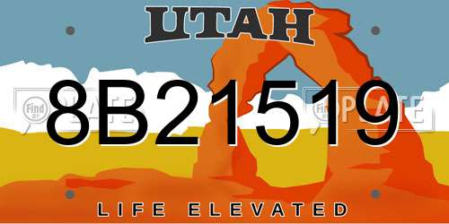 8B21519 Utah License Plate