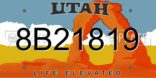 8B21819 Utah License Plate