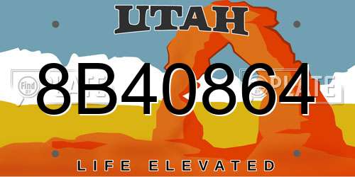 8B40864 Utah License Plate