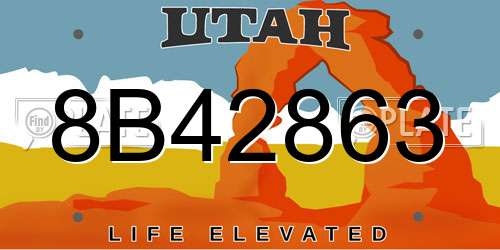 8B42863 Utah License Plate