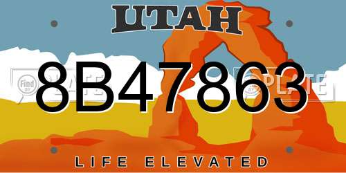 8B47863 Utah License Plate