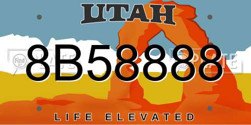 8B58888 Utah License Plate