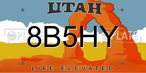 8B5HY Utah License Plate