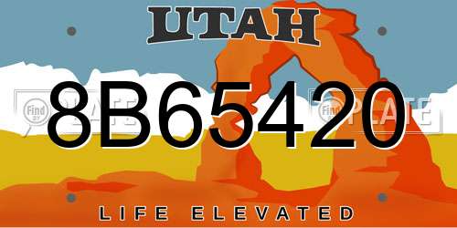 8B65420 Utah License Plate