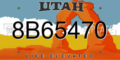 8B65470 Utah License Plate