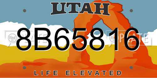 8B65816 Utah License Plate