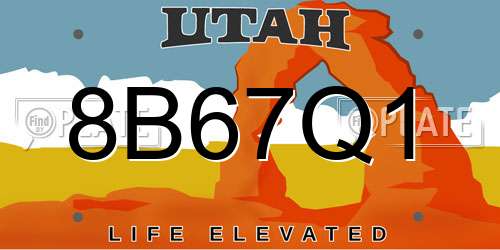 8B67Q1 Utah License Plate