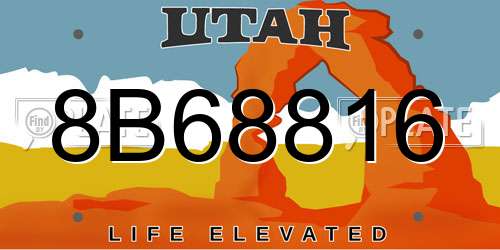 8B68816 Utah License Plate