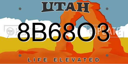 8B68O3 Utah License Plate