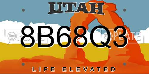 8B68Q3 Utah License Plate