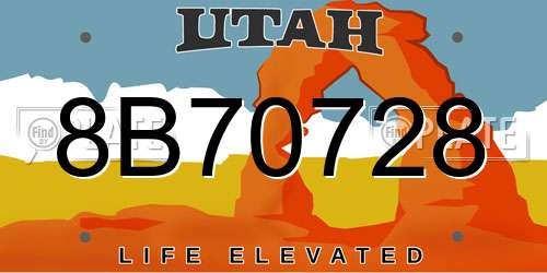 8B70728 Utah License Plate