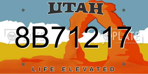 8B71217 Utah License Plate