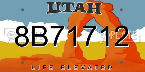 8B71712 Utah License Plate