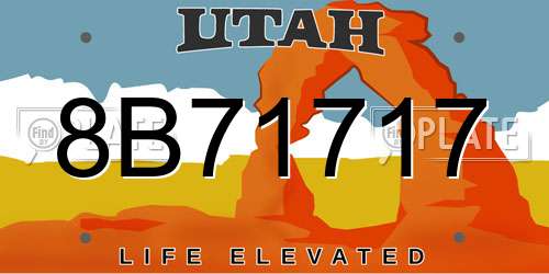 8B71717 Utah License Plate