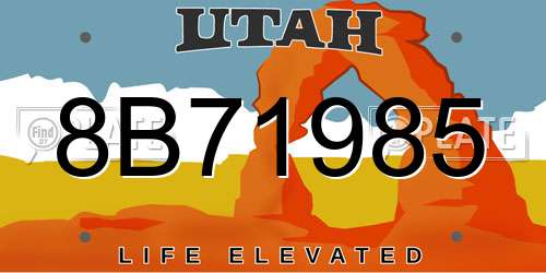 8B71985 Utah License Plate