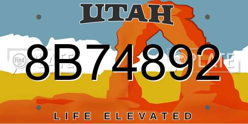 8B74892 Utah License Plate