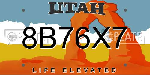 8B76X7 Utah License Plate