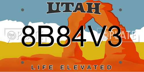 8B84V3 Utah License Plate