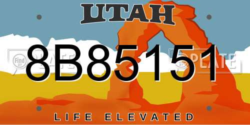 8B85151 Utah License Plate