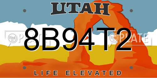 8B94T2 Utah License Plate