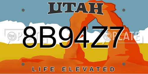 8B94Z7 Utah License Plate