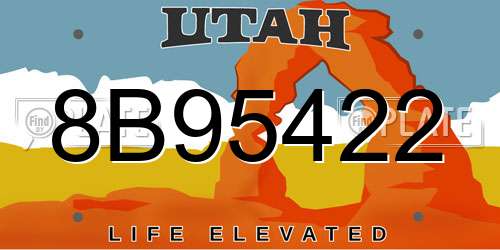 8B95422 Utah License Plate