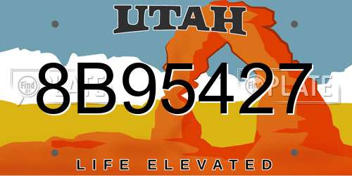 8B95427 Utah License Plate