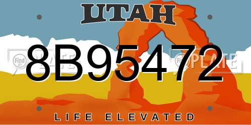 8B95472 Utah License Plate