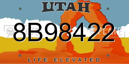 8B98422 Utah License Plate