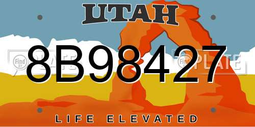 8B98427 Utah License Plate