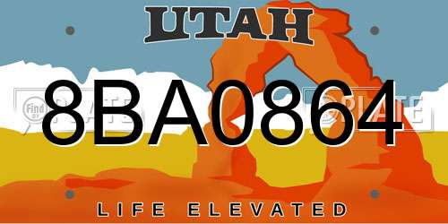 8BA0864 Utah License Plate