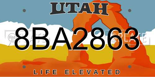 8BA2863 Utah License Plate