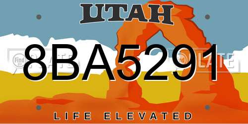 8BA5291 Utah License Plate