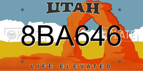8BA646 Utah License Plate