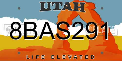8BAS291 Utah License Plate