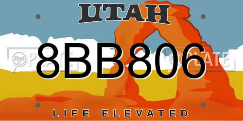 8BB806 Utah License Plate